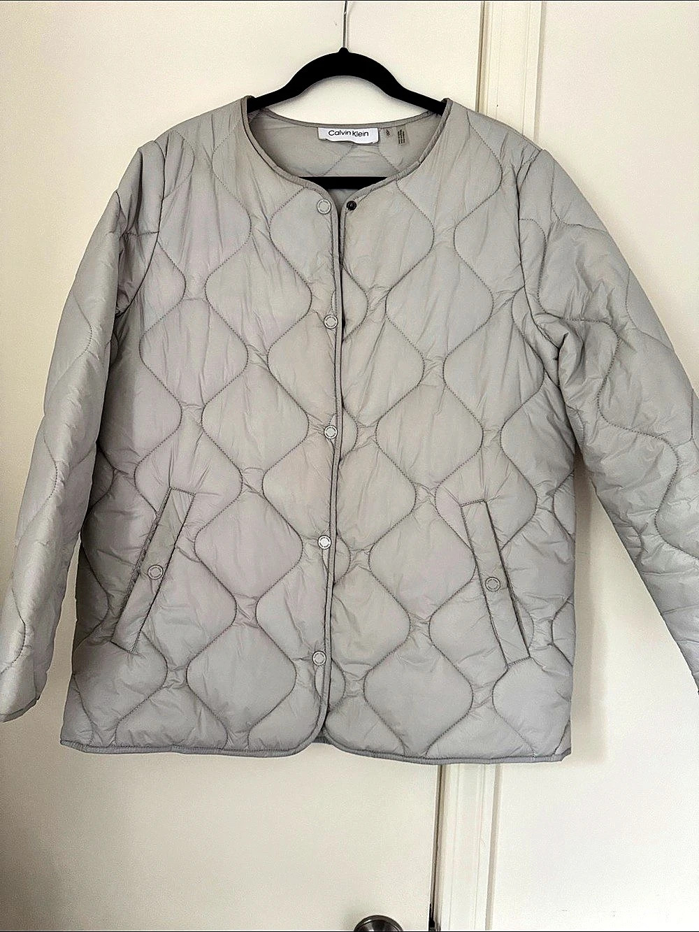 Calvin Klein Quilted Jacket in Gray Large Like New